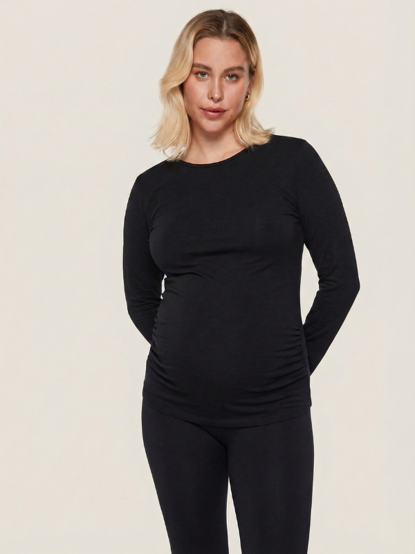 Siyah Uzun Kollu Hamile Tişört